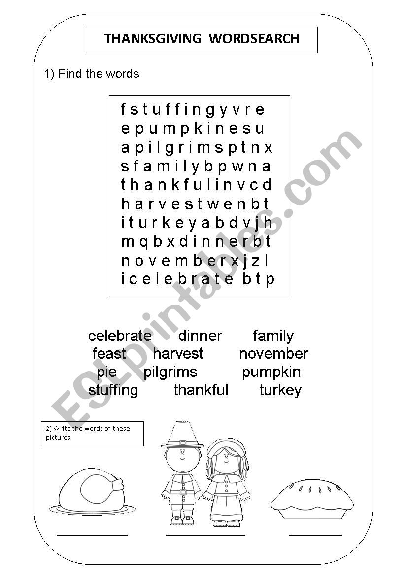 thanksgiving activities worksheet