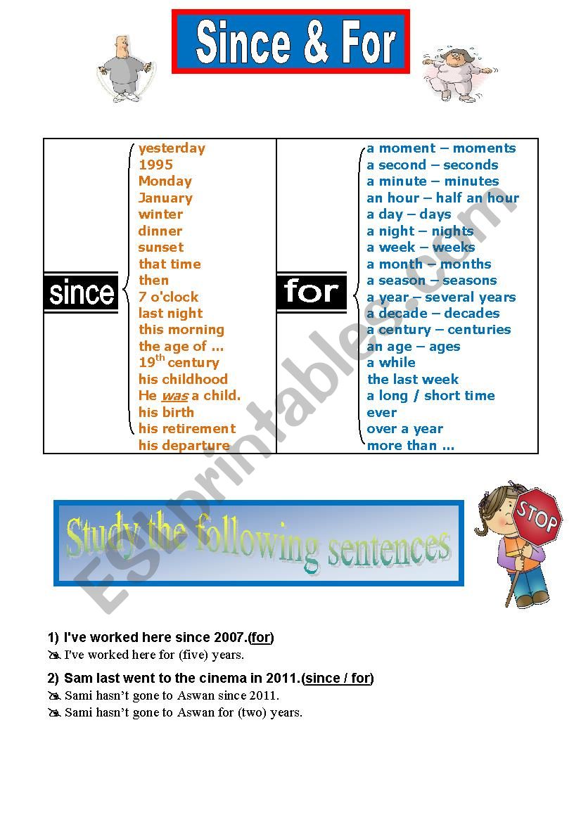 since  &  for worksheet