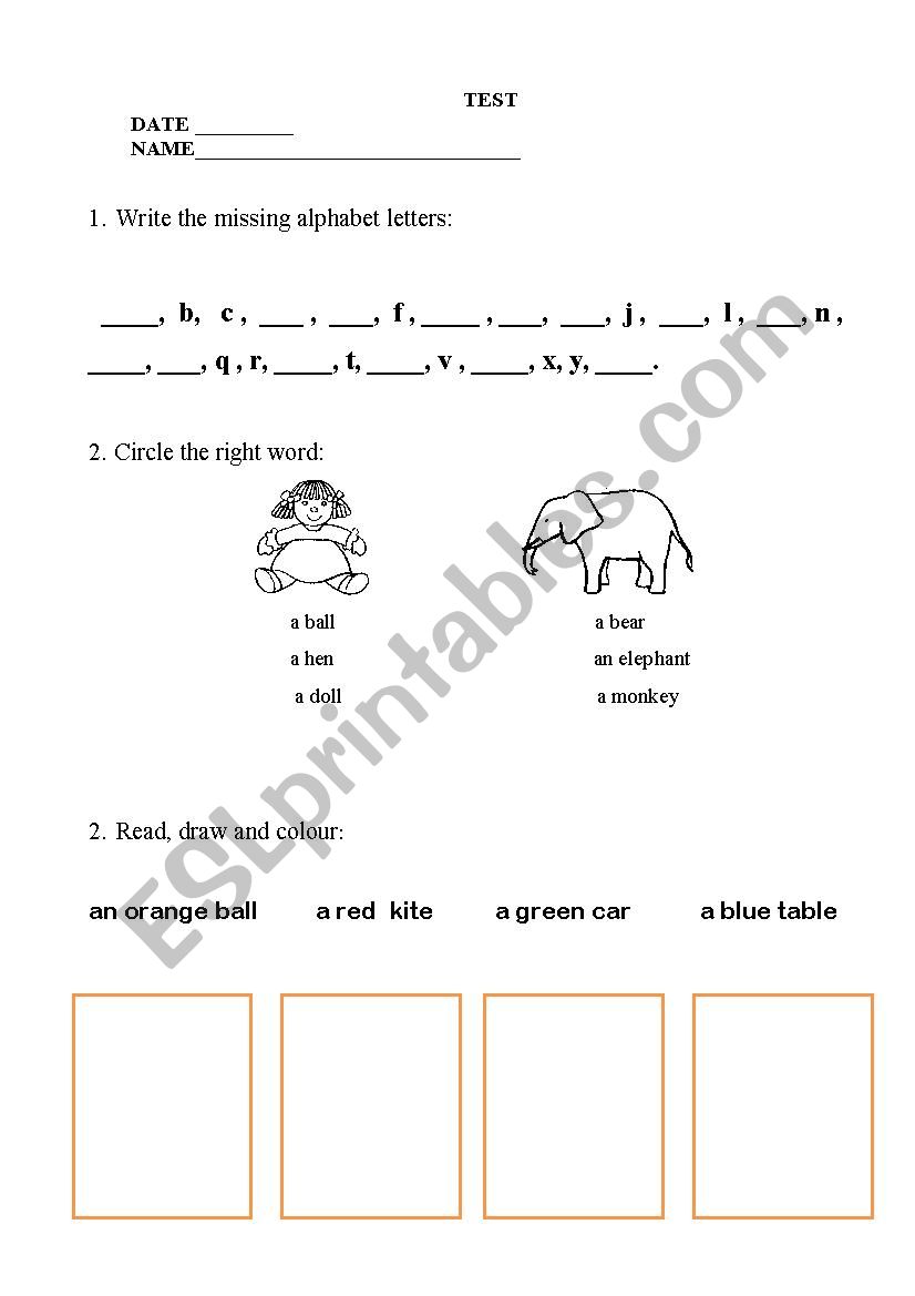 TEST FOR KIDS worksheet