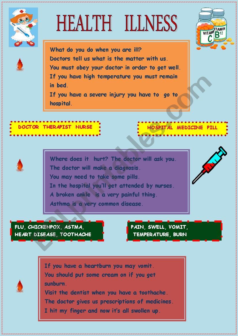 health, illness worksheet