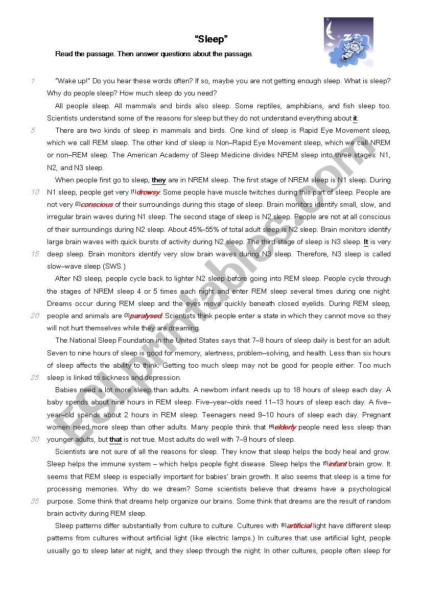 Sleep worksheet