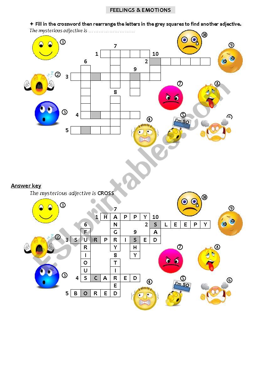 Feelings and emotions worksheet