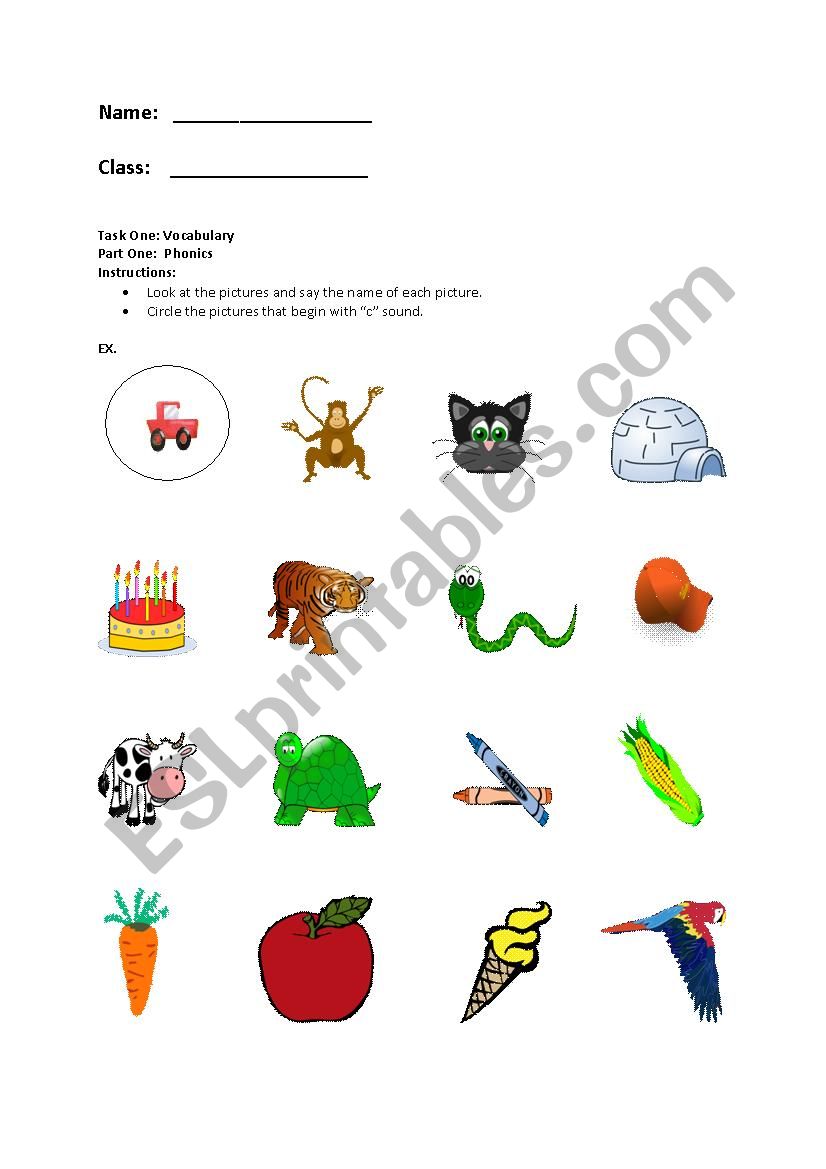 Phonics worksheet