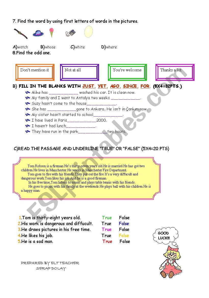 EXAM FOR 7TH GRADES-PAGE 2 worksheet