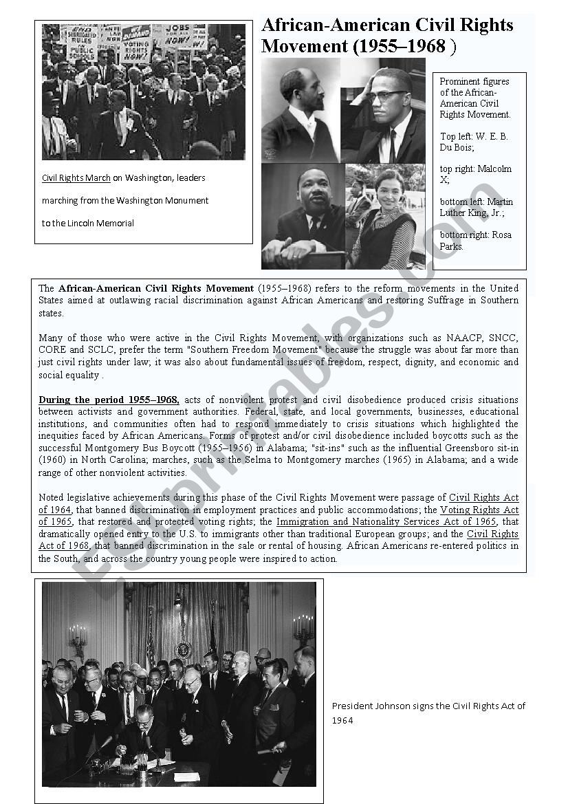 civil rights movement worksheet