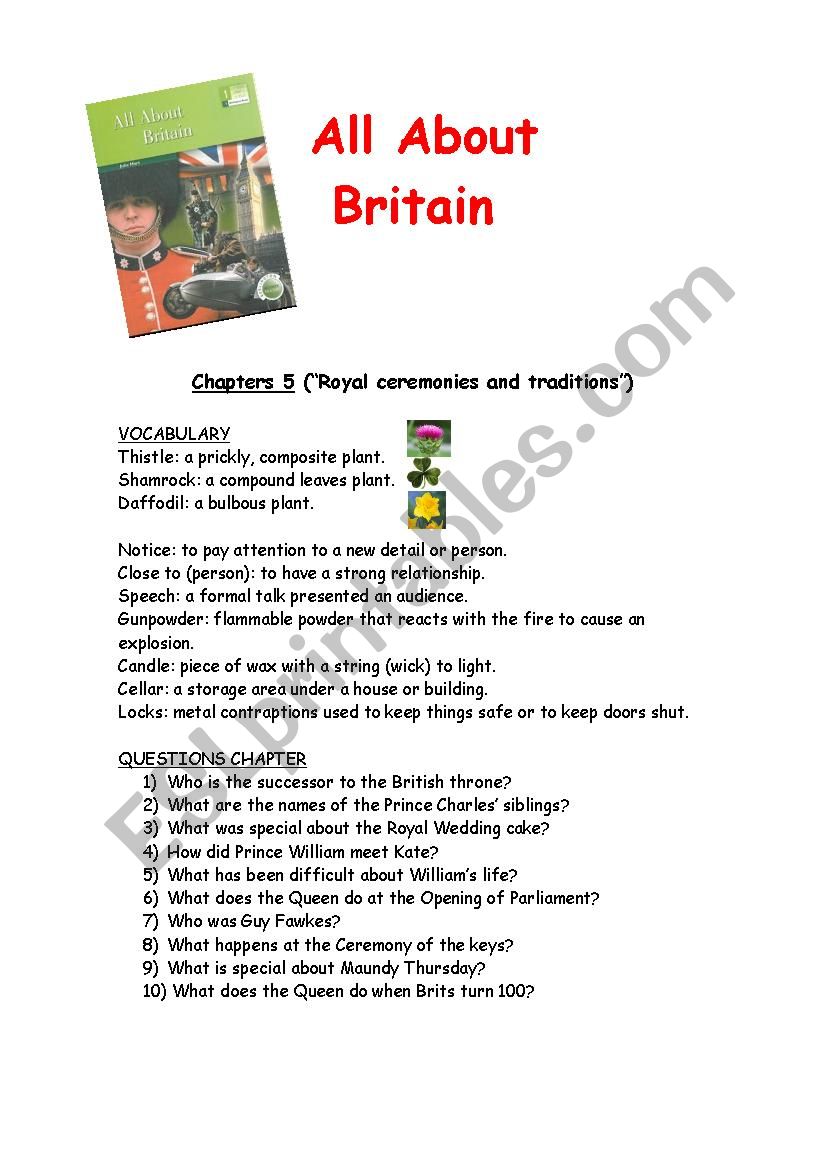 All About Britain Chapter 5 worksheet