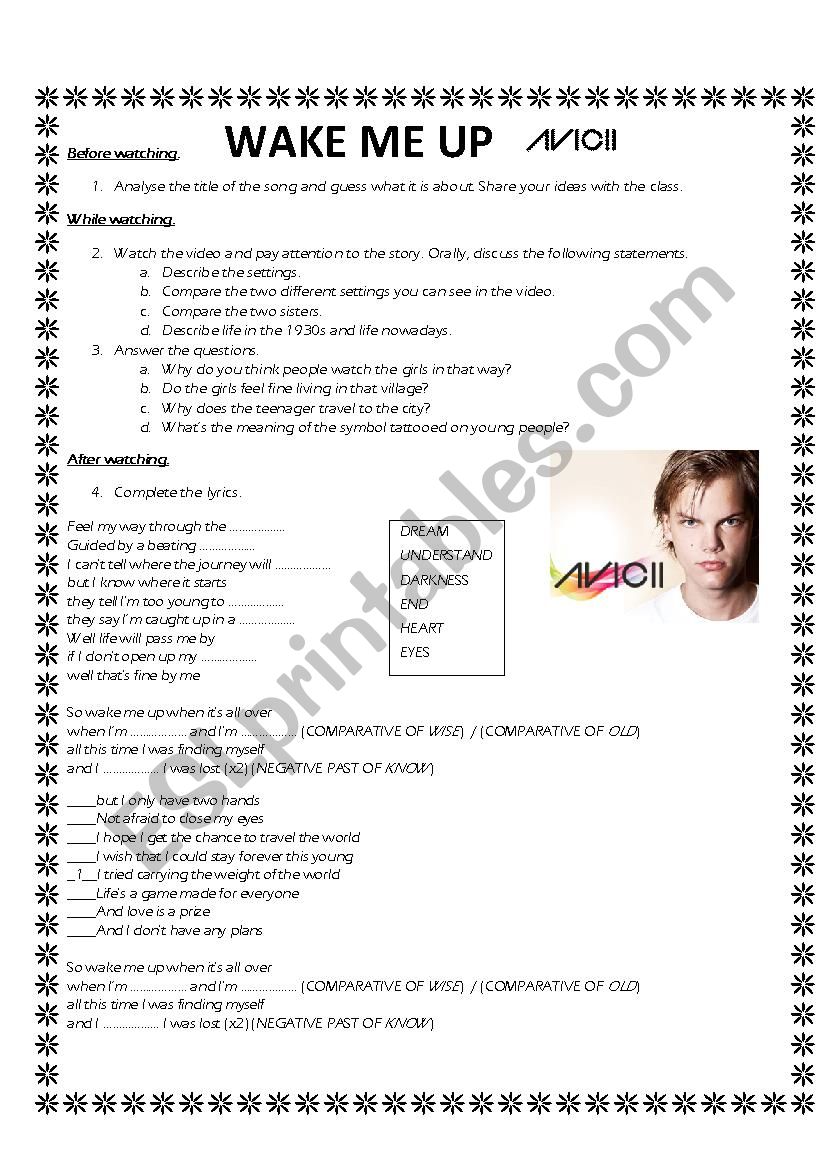 Wake Me Up - Avicii worksheet