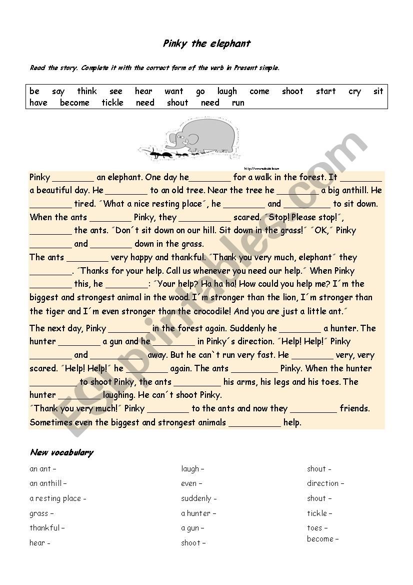 Pinky worksheet