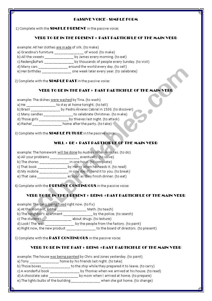 Passive Voice Easy Way worksheet