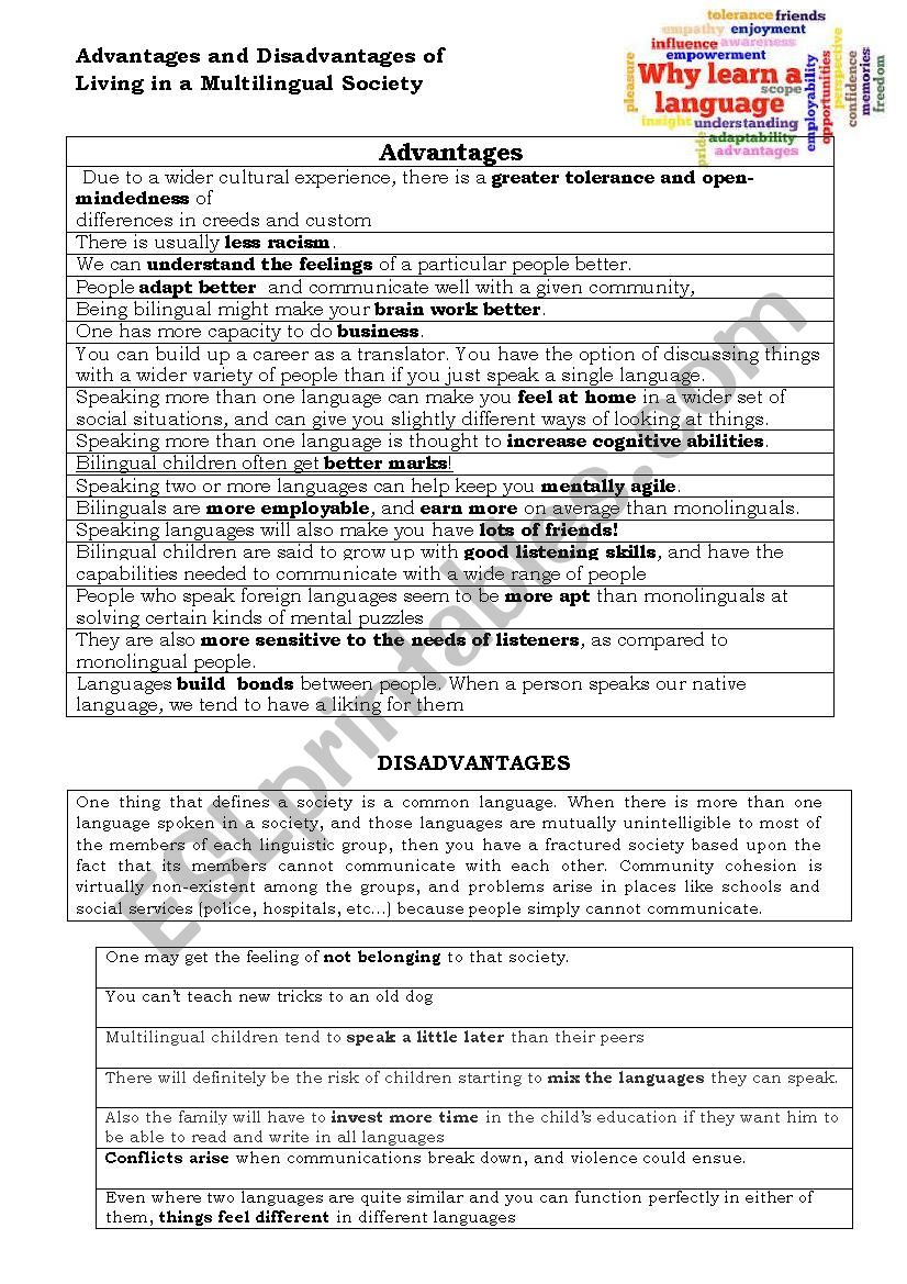 Advantages and Disadvantages of Multilingualism