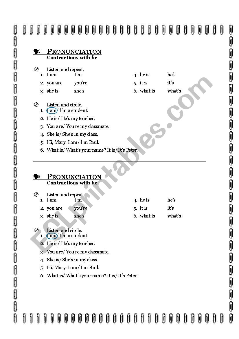 Contractions worksheet worksheet