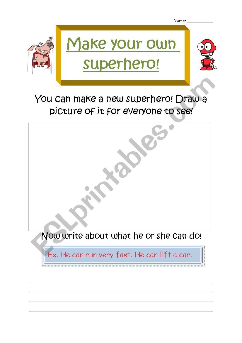 Make your own superhero! worksheet