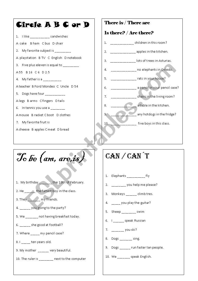 Essential grammar worksheet