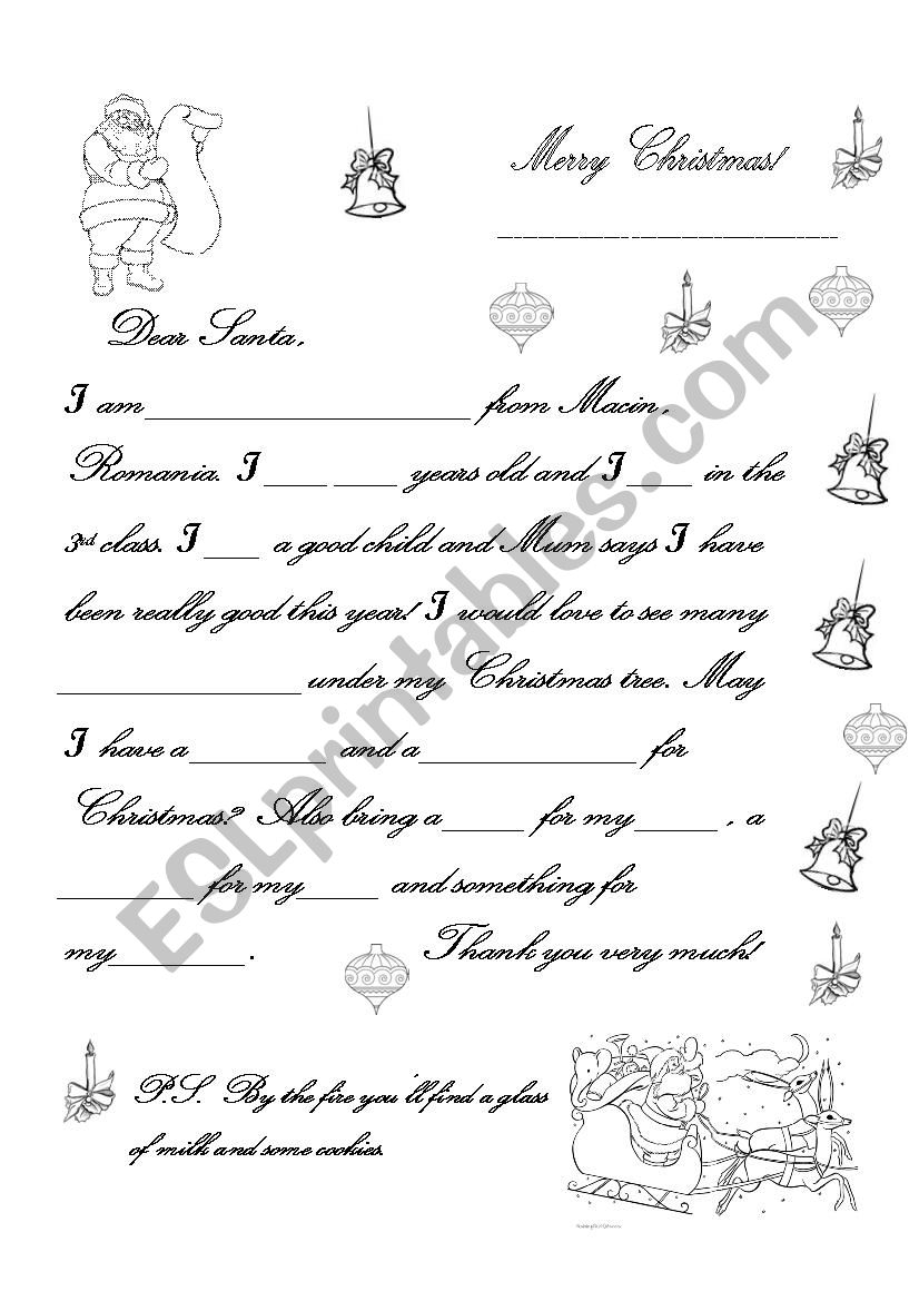 a letter to santa worksheet