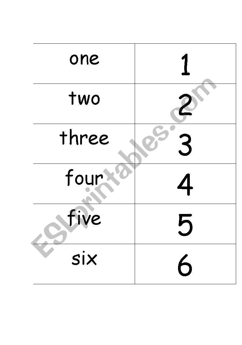 numbers worksheet