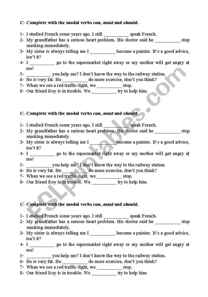 Modal Verbs worksheet