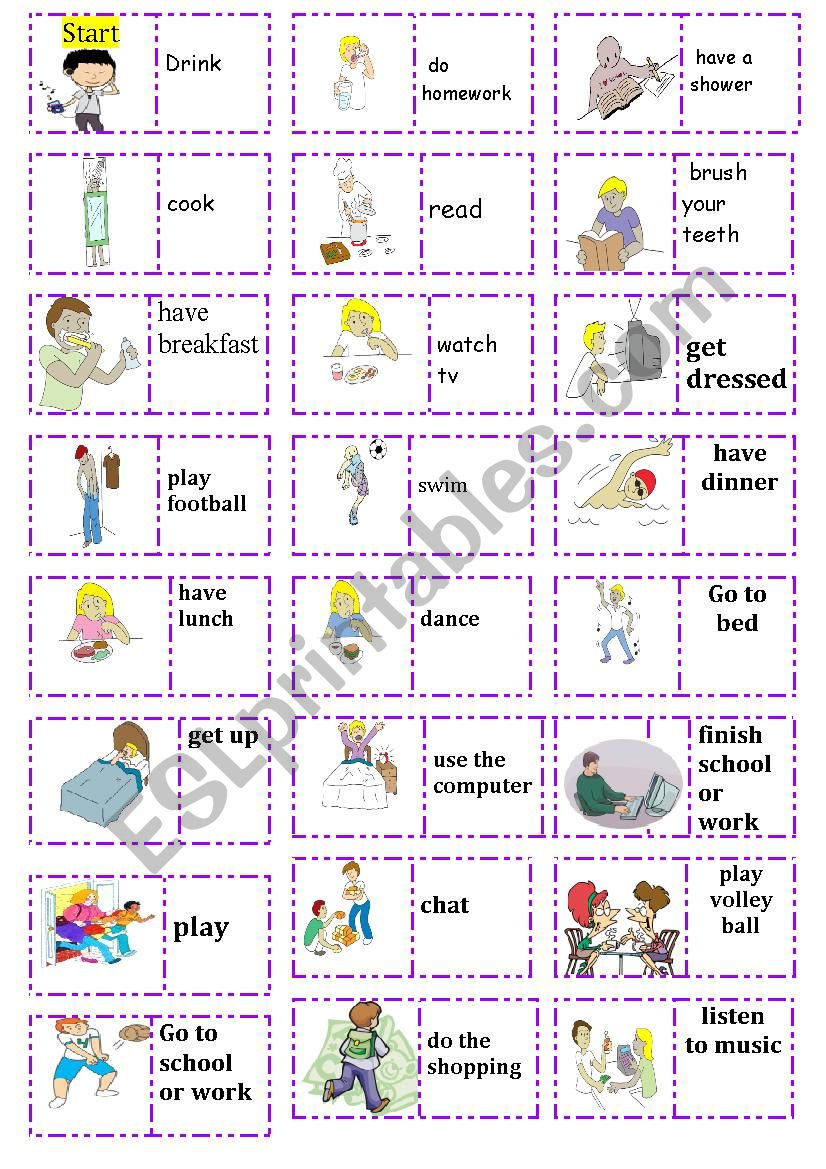  daily routine dominoes  worksheet