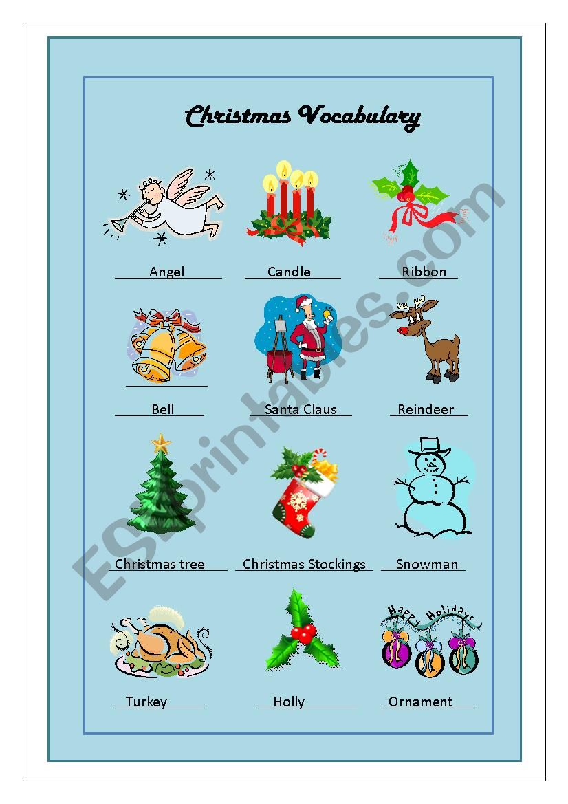 Christmas Vocabulary worksheet