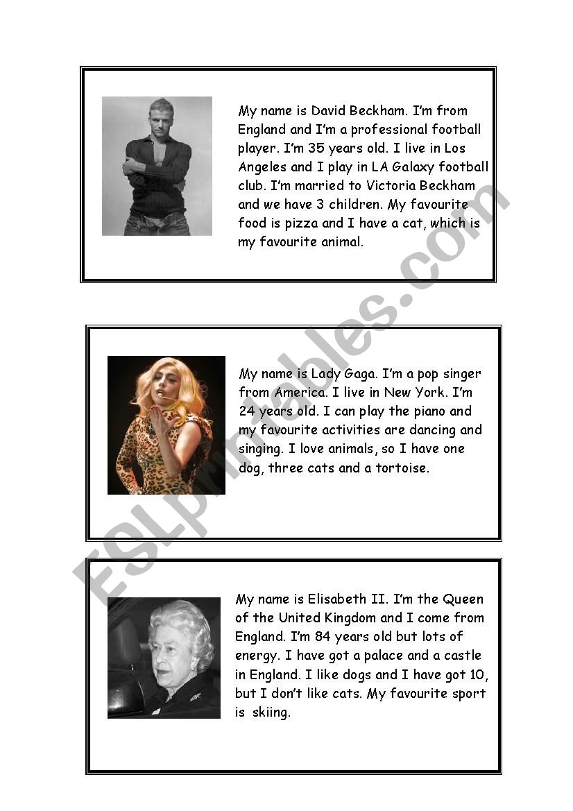 Famous people interview worksheet