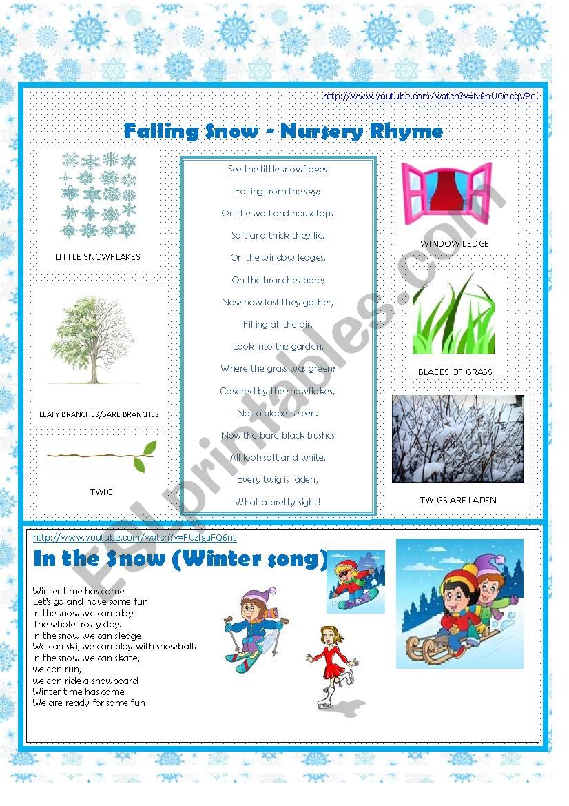 WINTER SONGS  worksheet