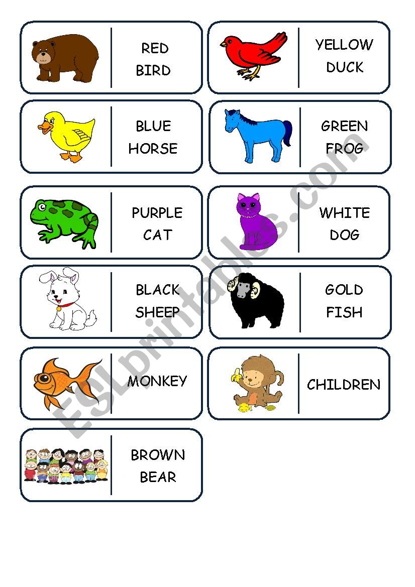 Brown bear domino worksheet