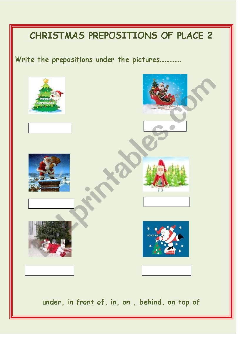 Christmas Prepositions of Place