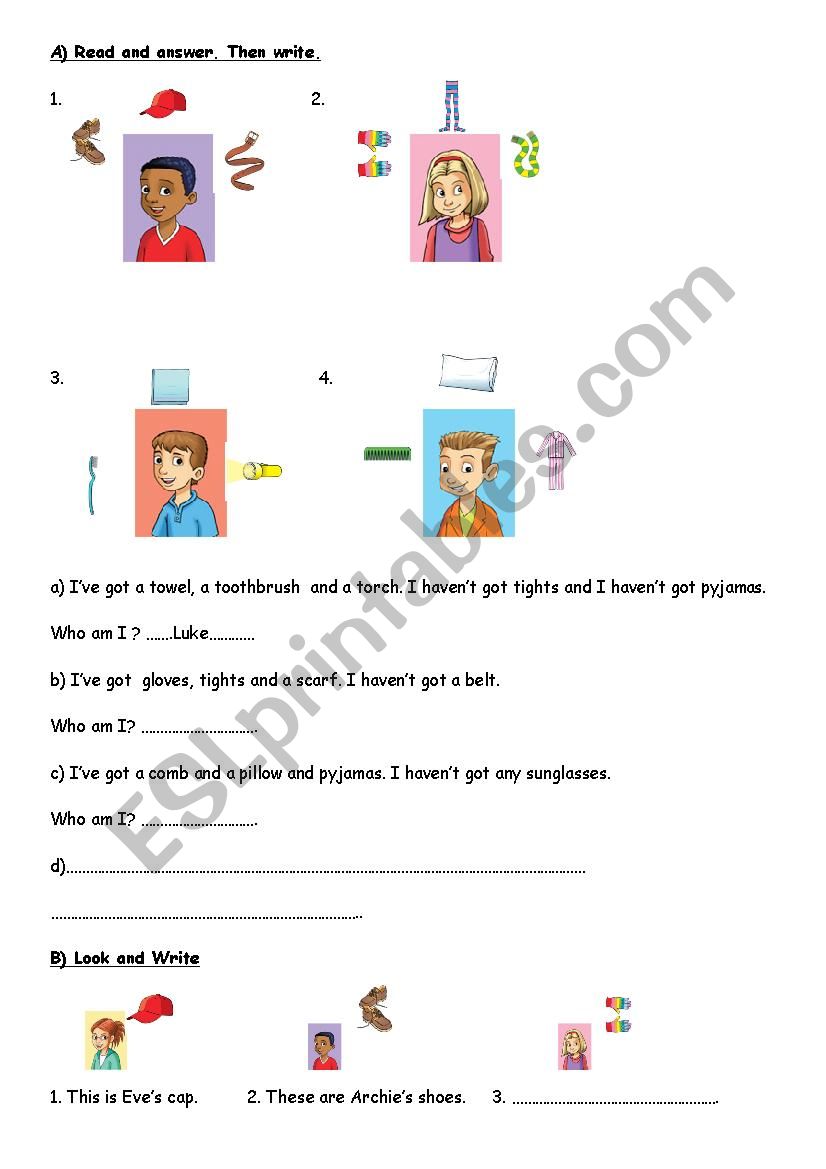 clothes worksheet