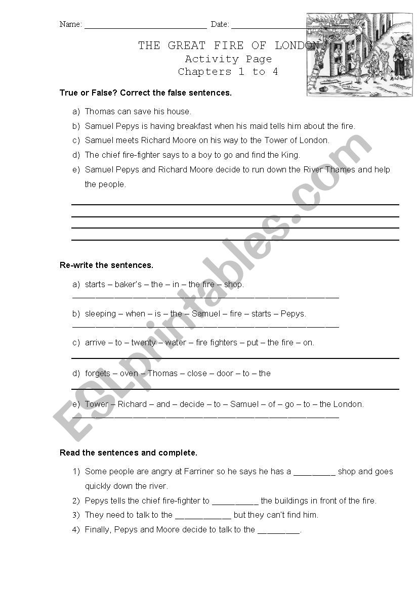 The Great Fire of London worksheet