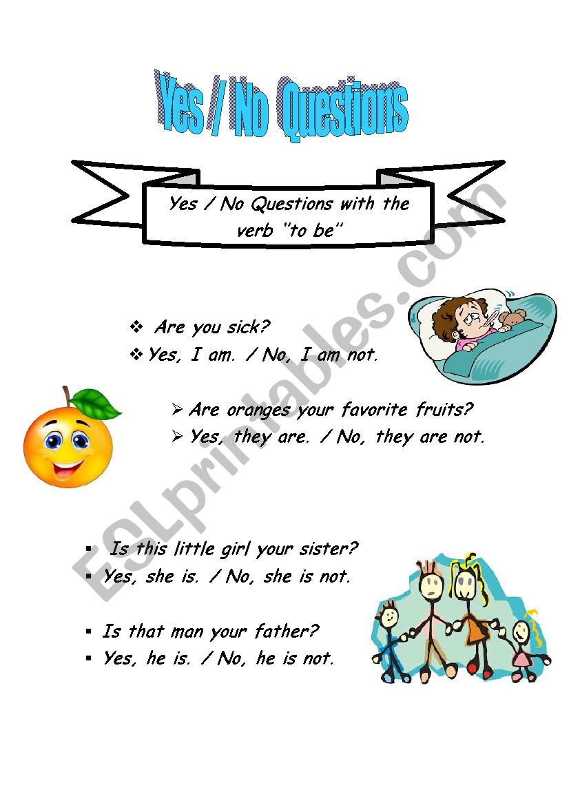 Yes / No Questions with the verb ´´to be´´ ESL worksheet by sassi