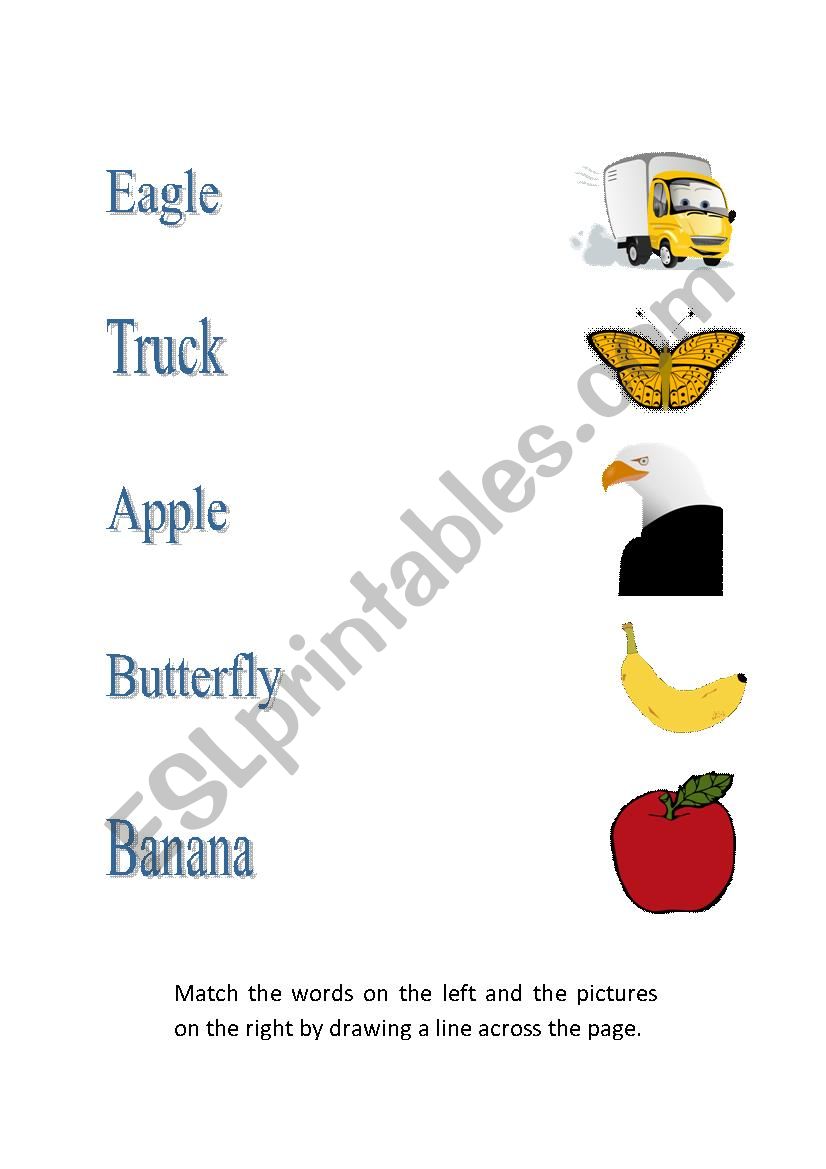 Matching words and pictures worksheet