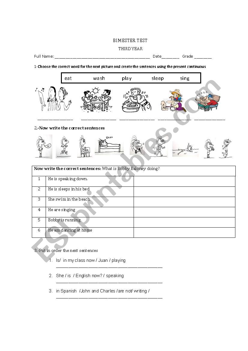 first test worksheet