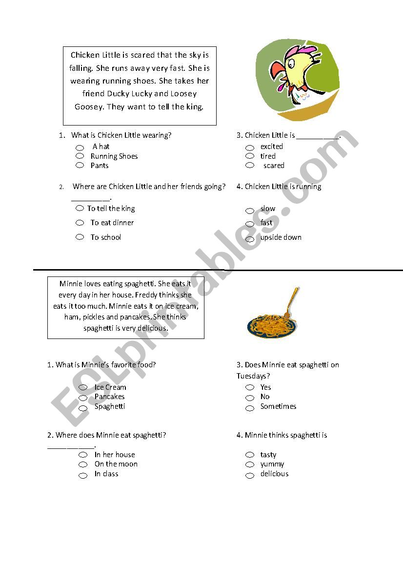 Reading Comprehension worksheet