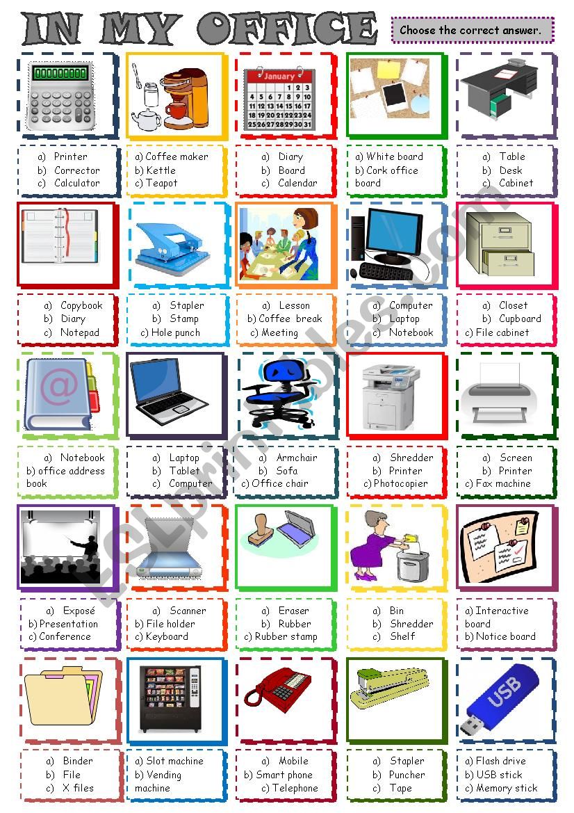 In my office: multiple choice activity 