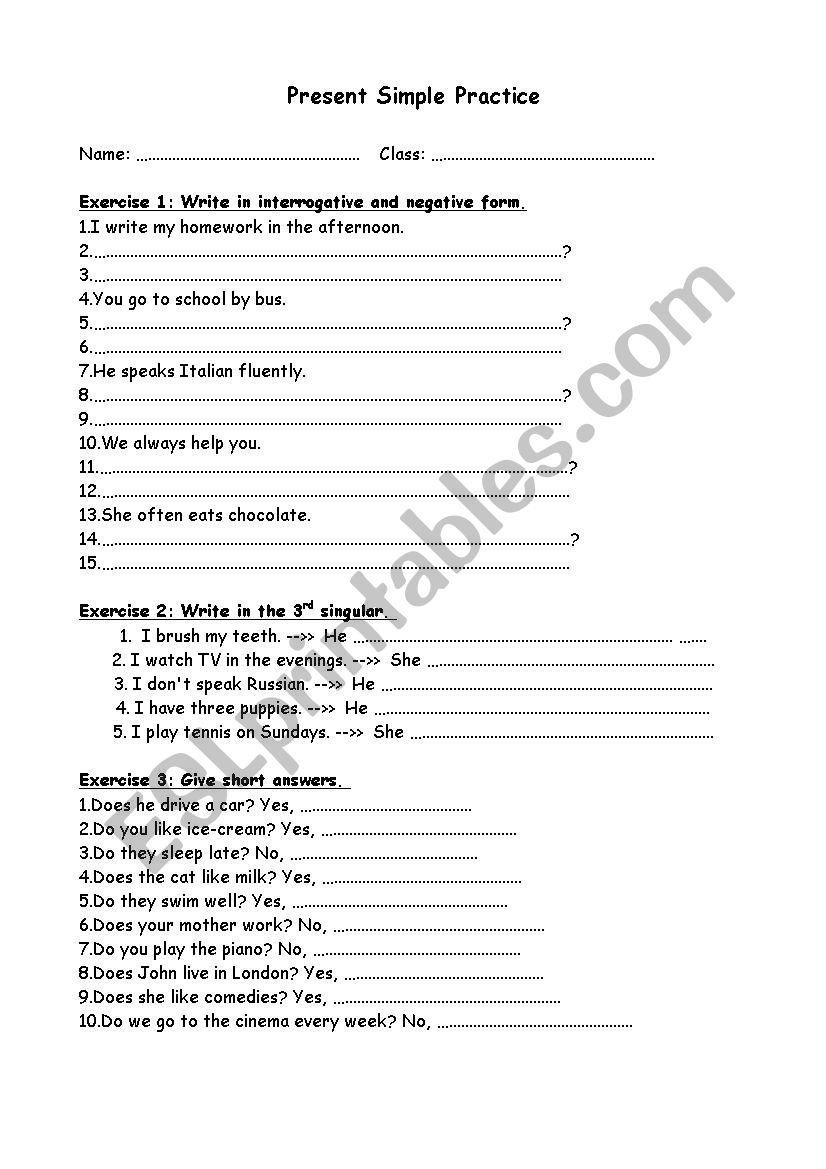 Present Simple Practice worksheet