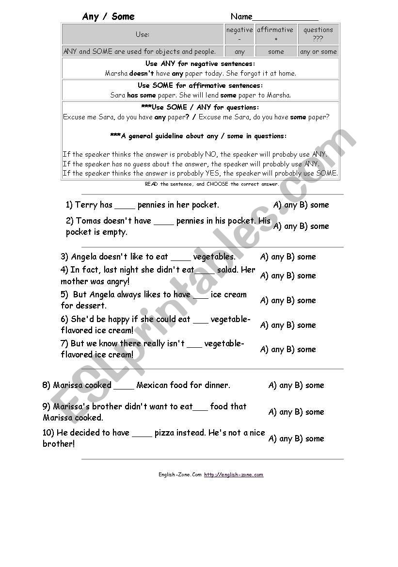 Any-Some worksheet