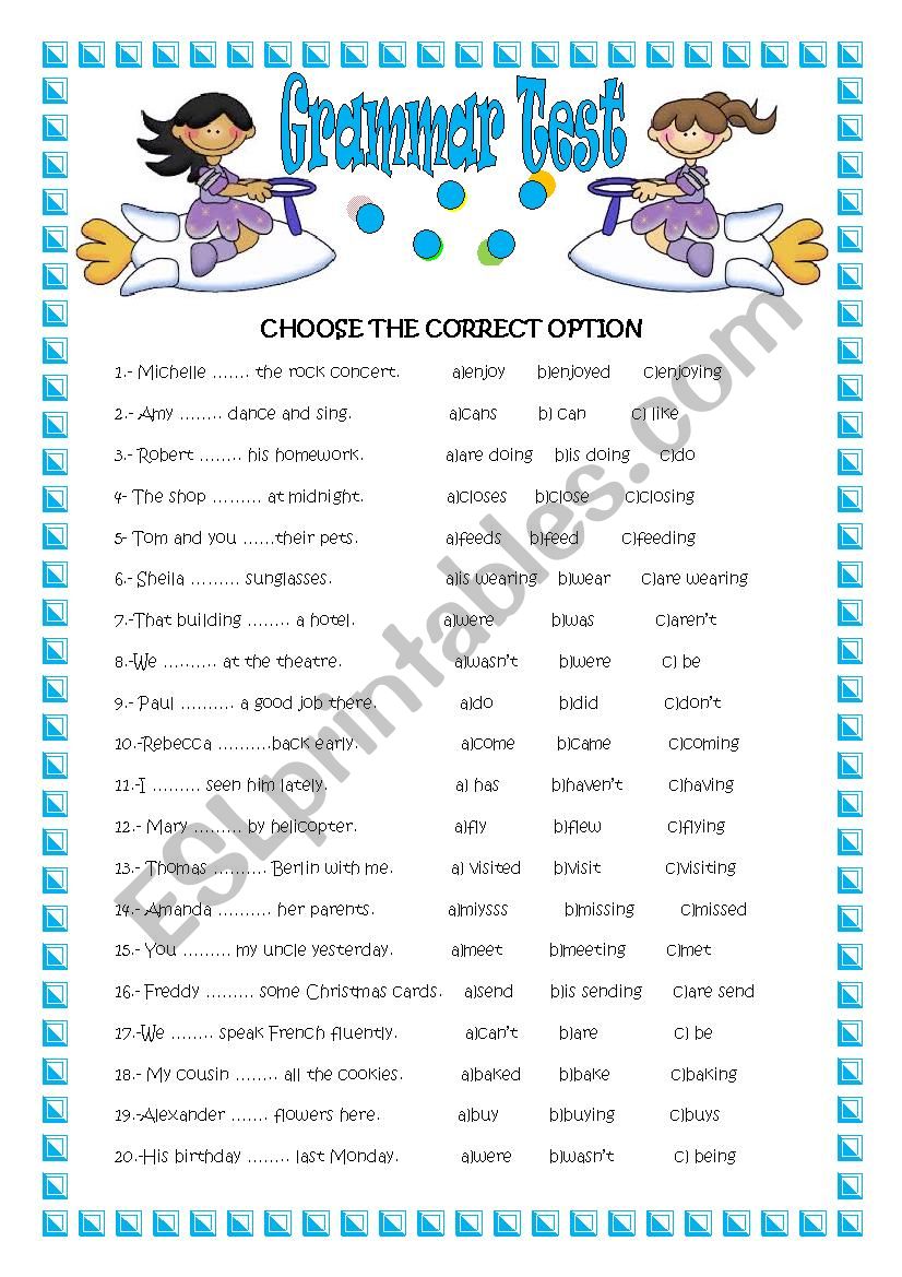 GRAMMAR TEST worksheet