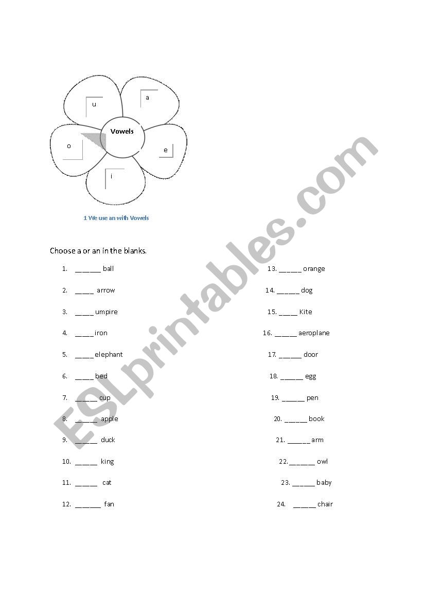 Vowels Practice worksheet