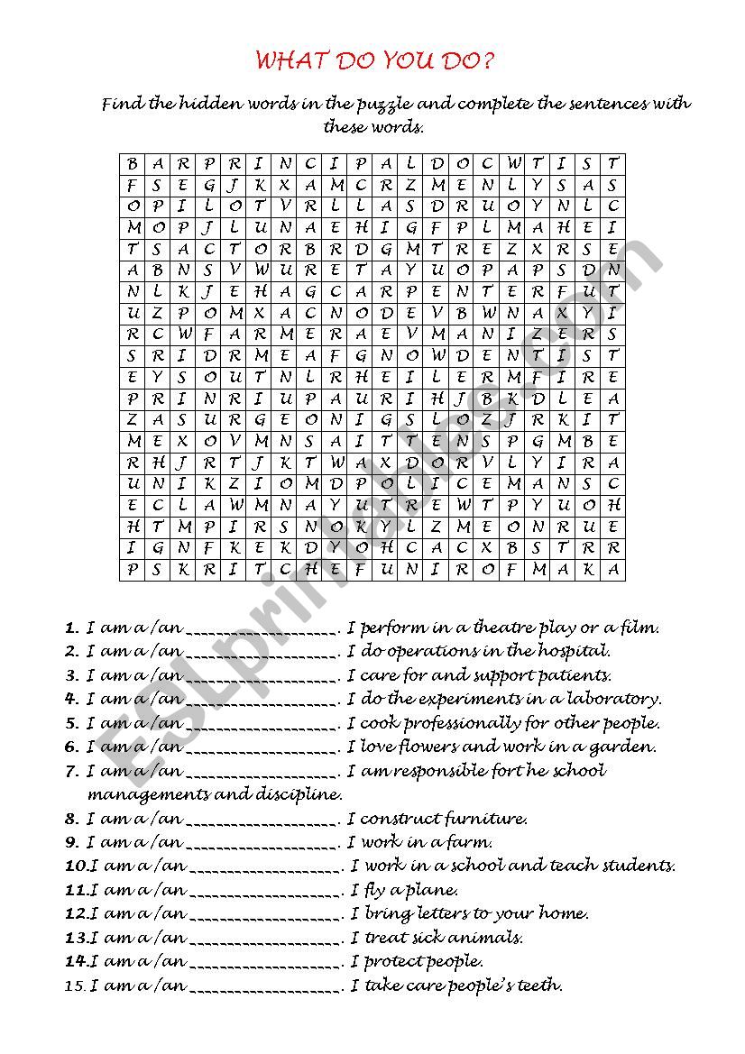 What do you do? worksheet