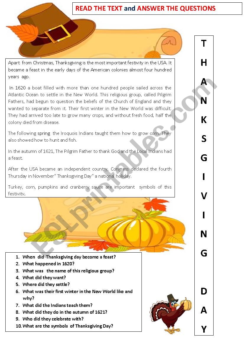 THANKSGIVING  DAY worksheet