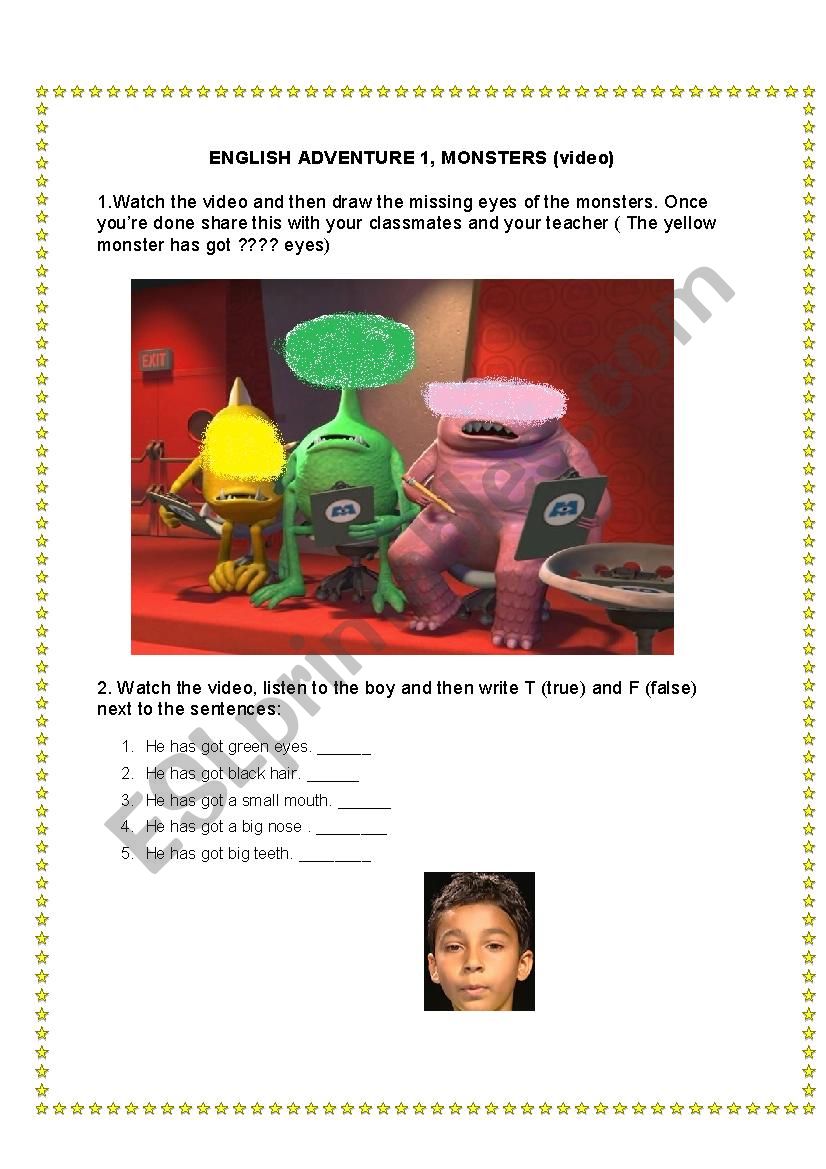 Monsters video worksheet