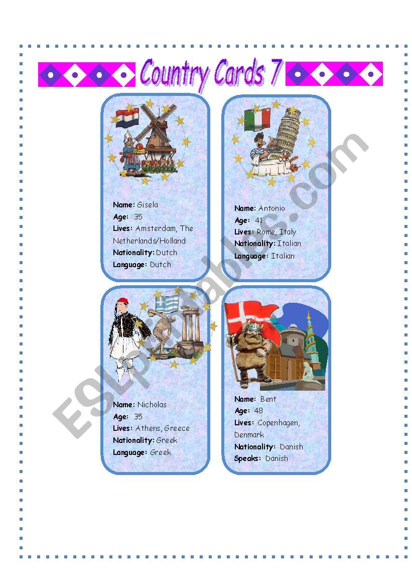 Country Cards 7 worksheet