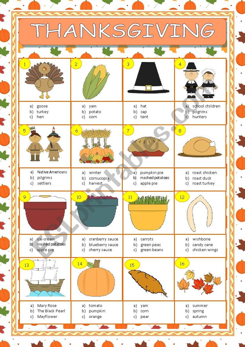 Thanksgiving worksheet