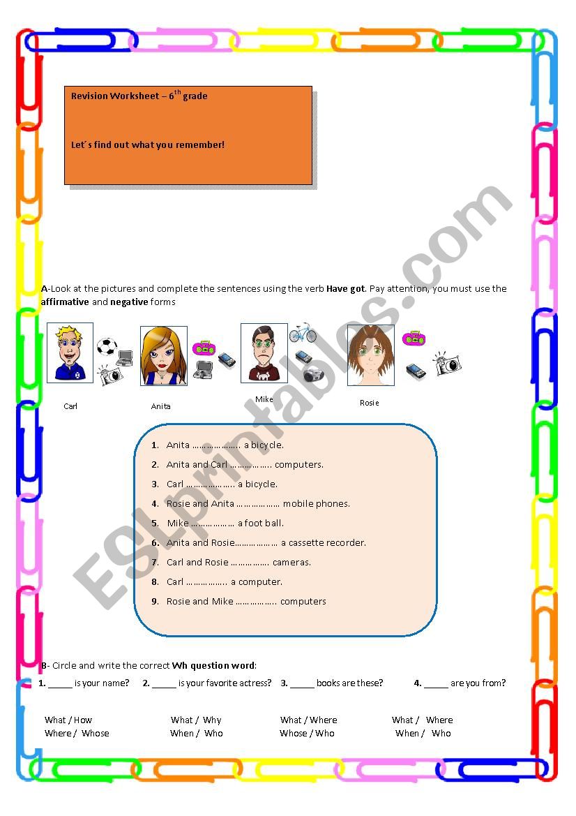 Revision 2 worksheet