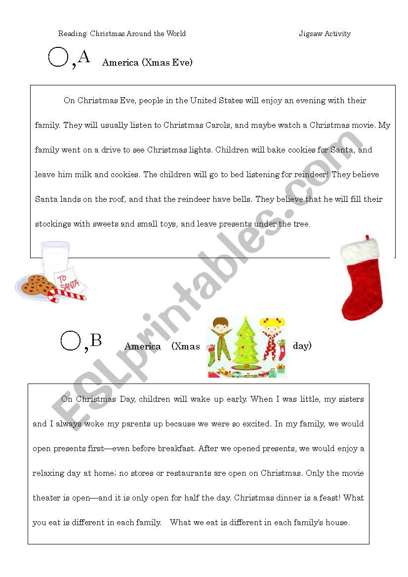 Christmas Around the World JIGSAW reading activity