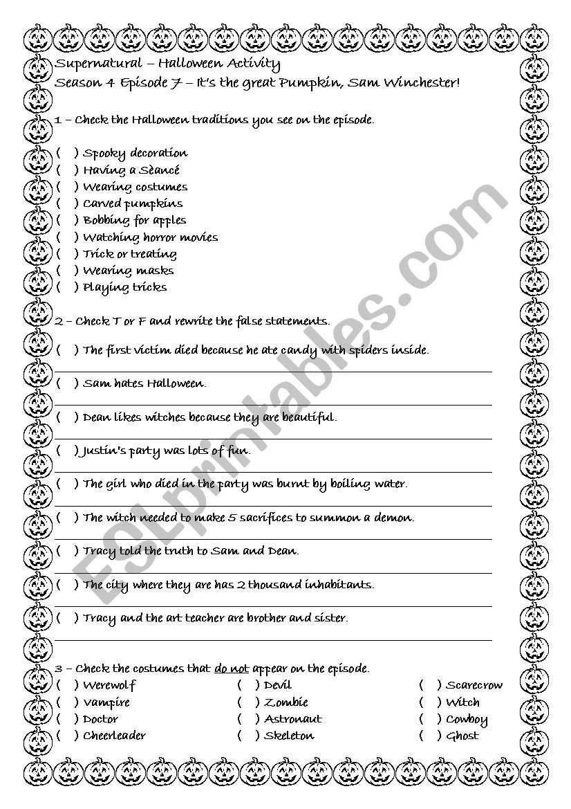 Supernatural S4E07 - ItÂ´s tre great pumpkin, Sam Winchester! (Halloween Episode)