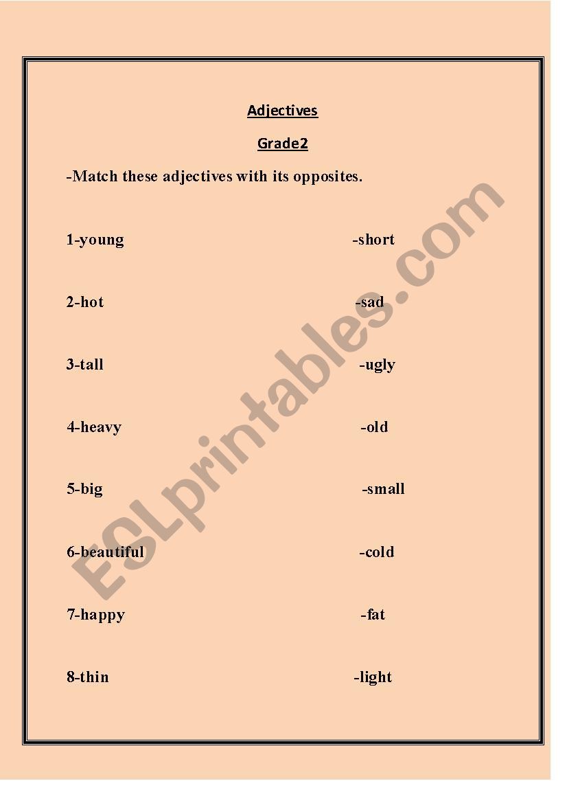 adjectives worksheet