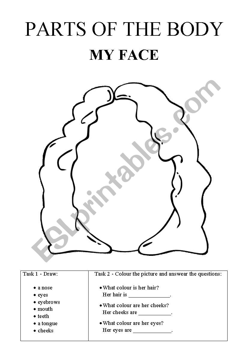 My face worksheet