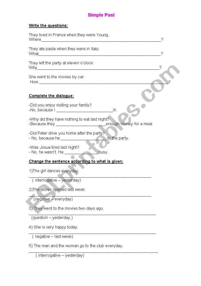 Simple Past worksheet