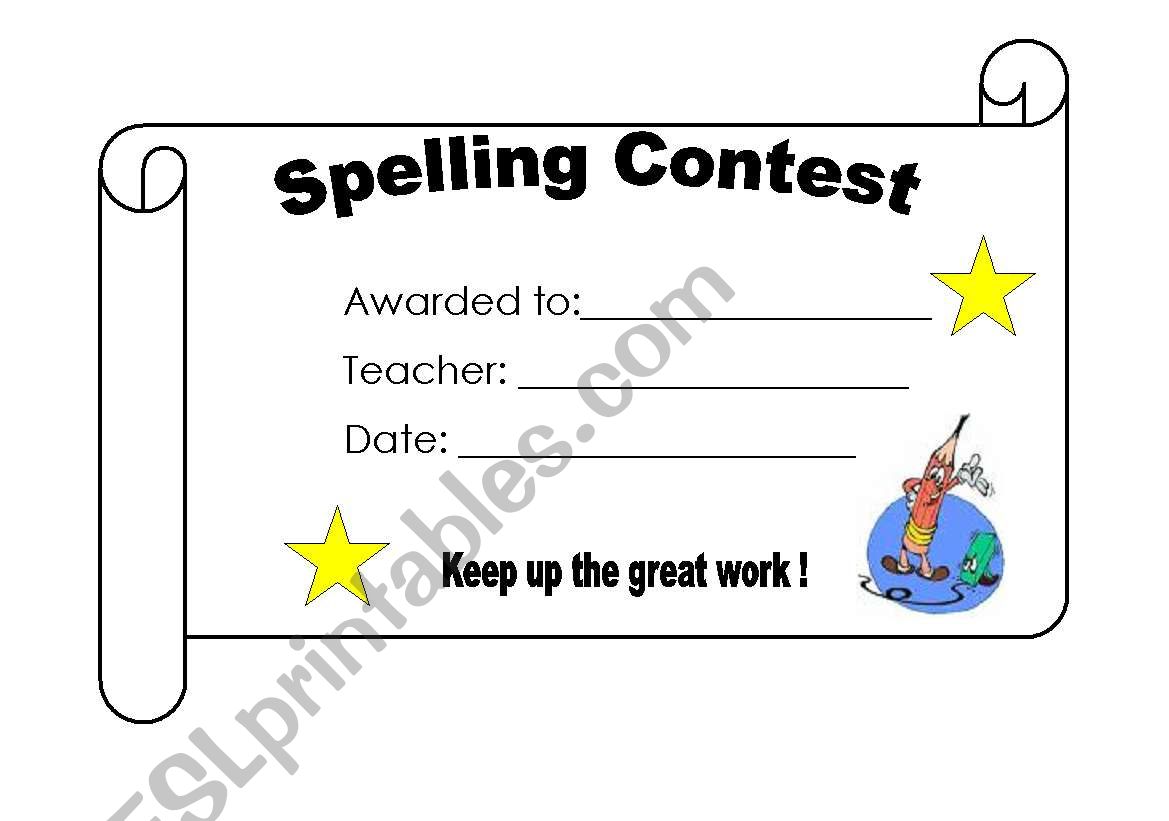 Spelling Contest worksheet