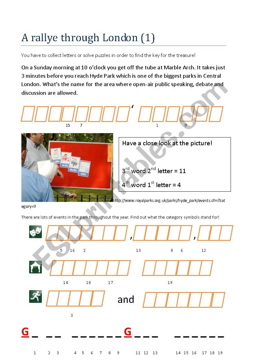 A rallye through London worksheet